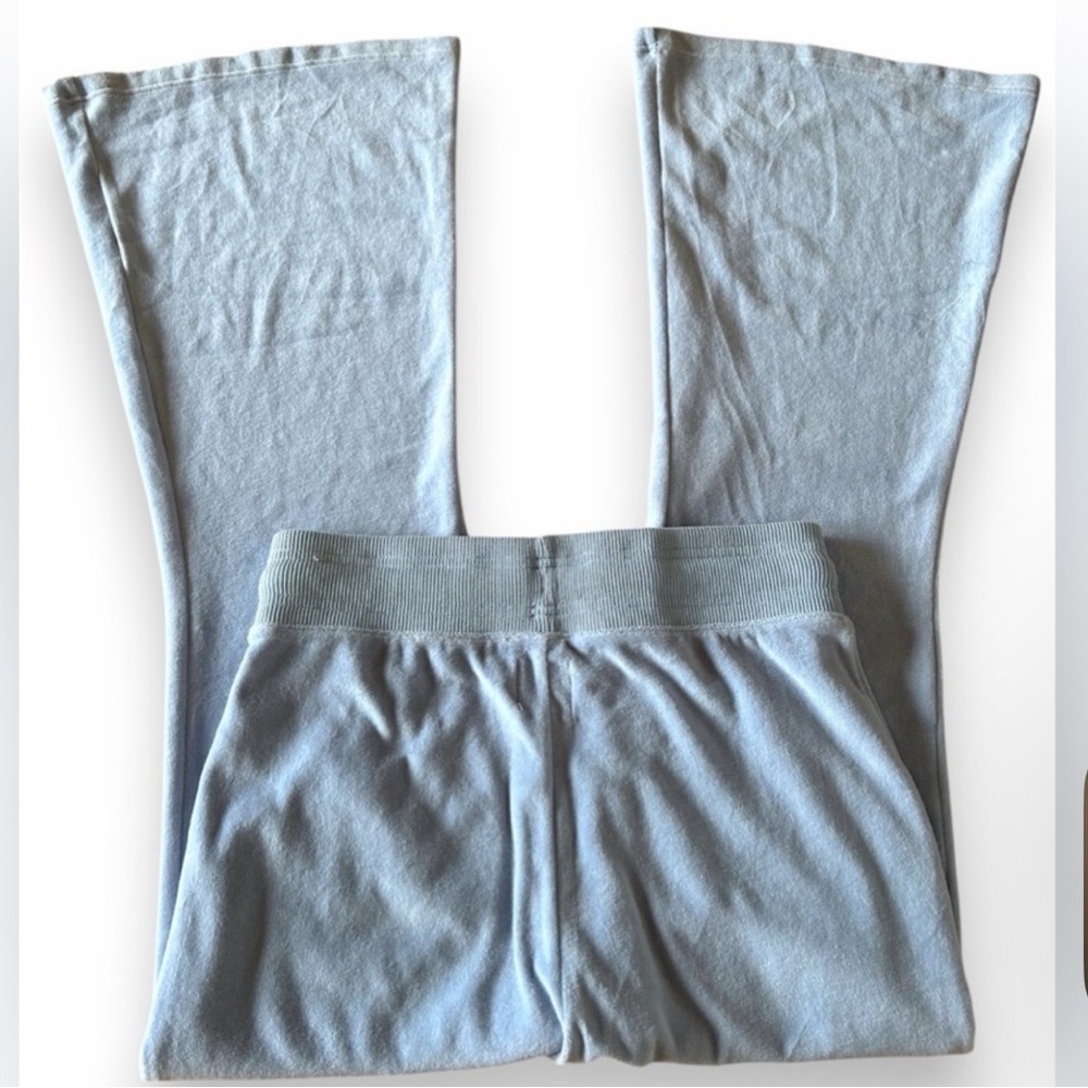NWOT AERIE Blue Velour Flare Pants - Picture 4 of 5